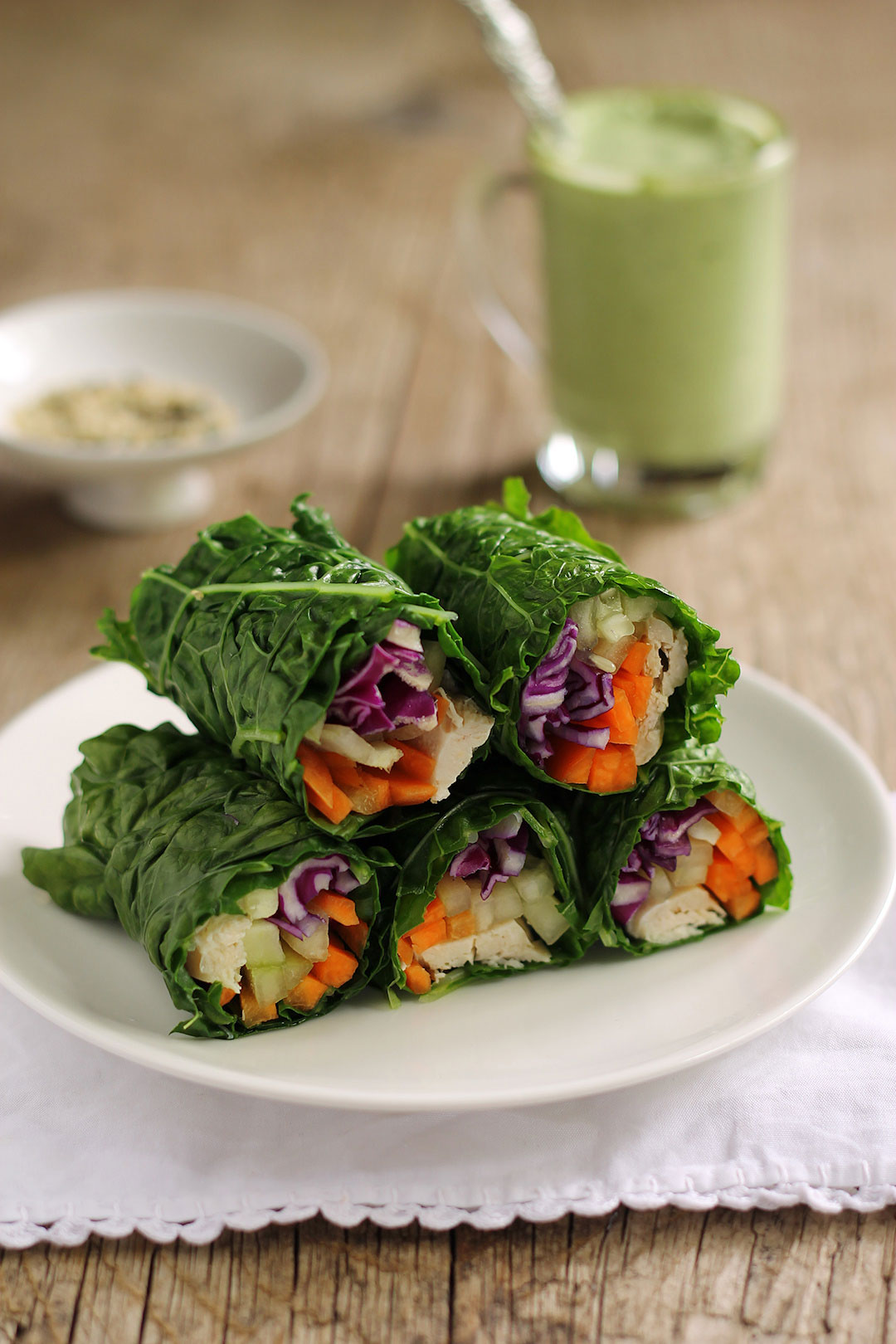 Collard green wraps with chicken