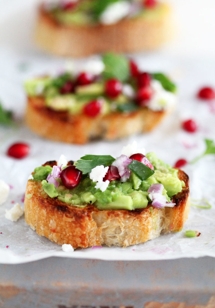 Pomegranate Avocado Crostini