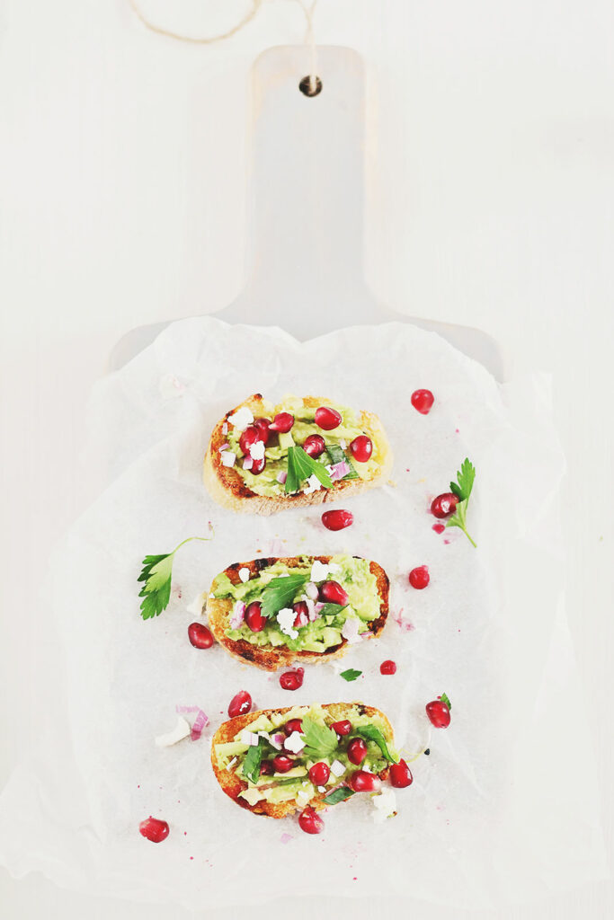 Pomegranate Avocado Crostini