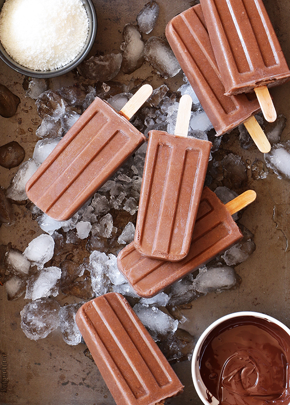 Homemade chocolate ice pops