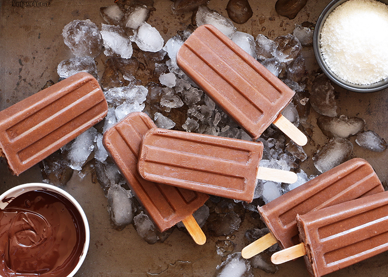 Homemade chocolate ice pops