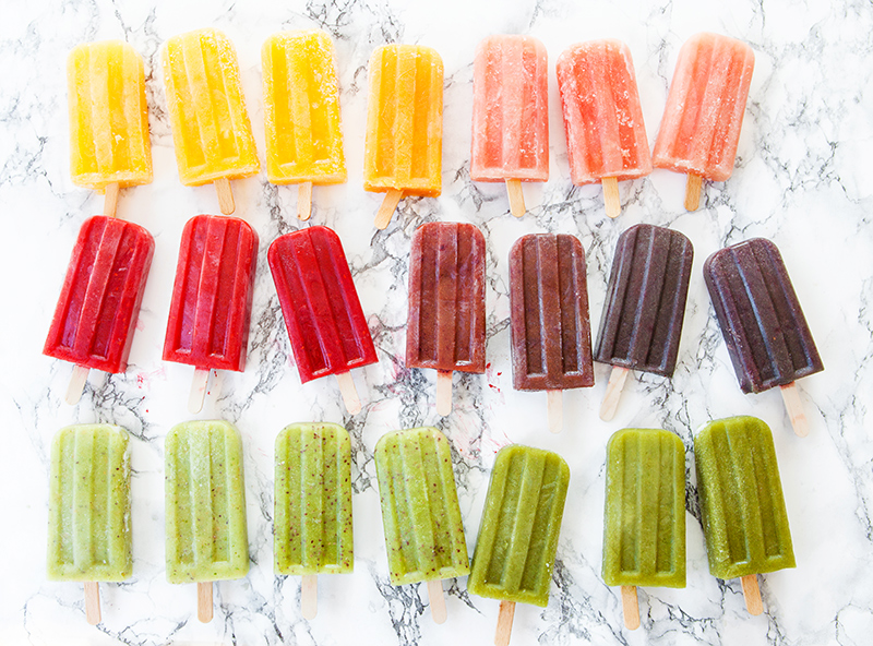 Homemade fruit ice pops different flavors