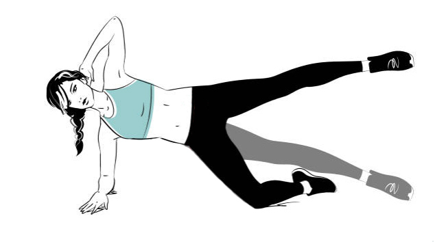 Illustration of how to do side plank with leg raise