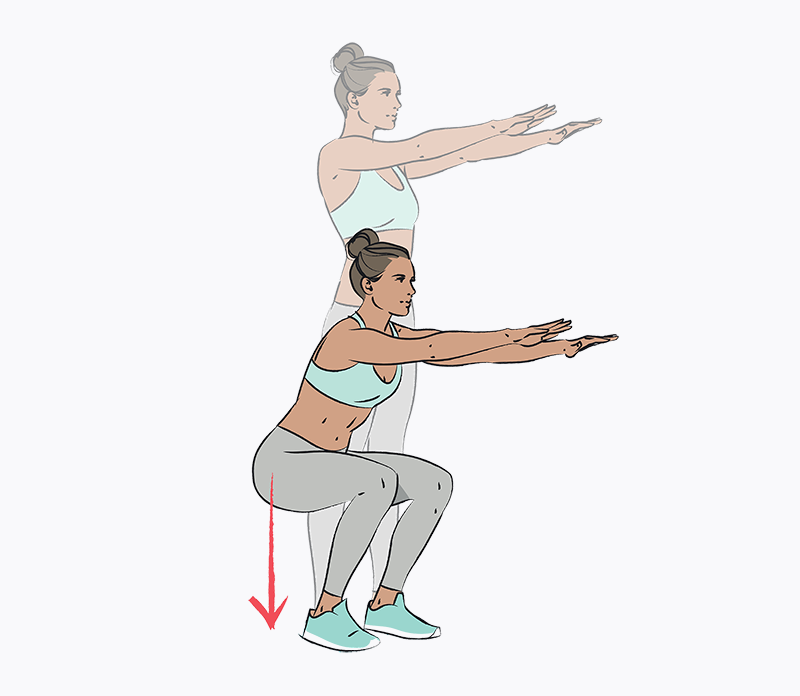 Illustration of how to do a squat