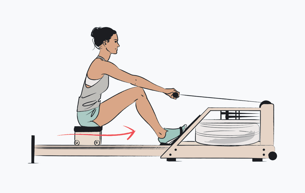 Chart showing how to do the recovery phase of the rowing stroke on the rowing machine (step 4)