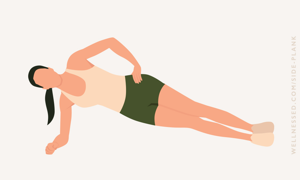 Illustration of a woman doing a side plank.