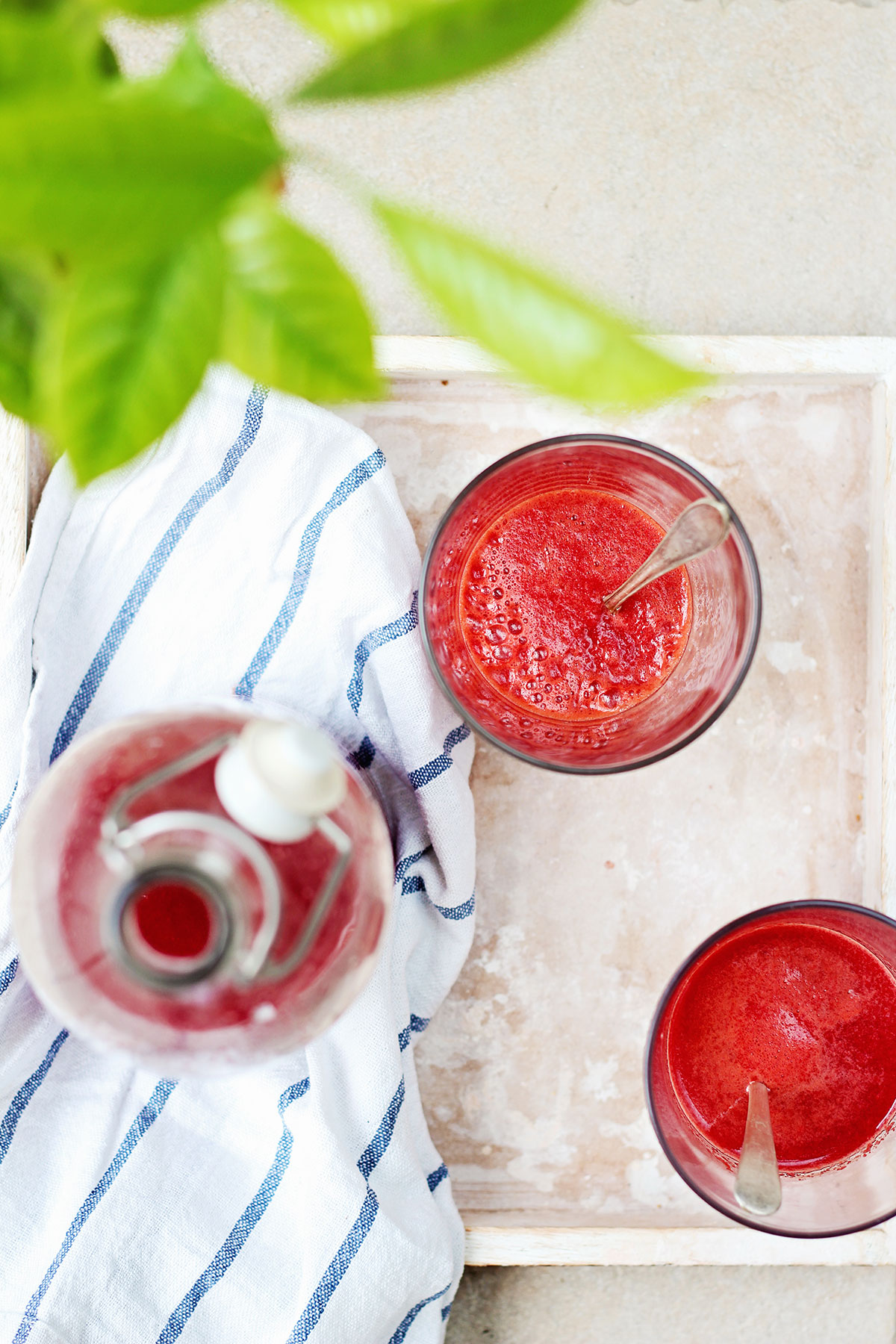 Freshly made beet juice in glasses