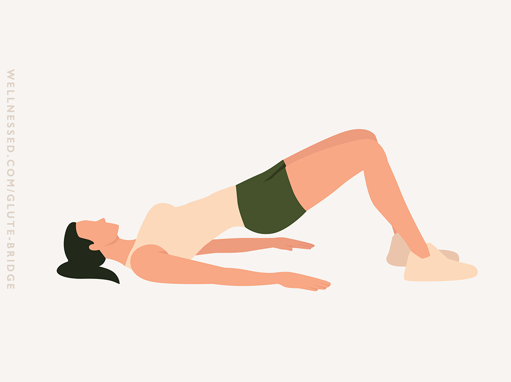Illustration of how to do a glute bridge exercise